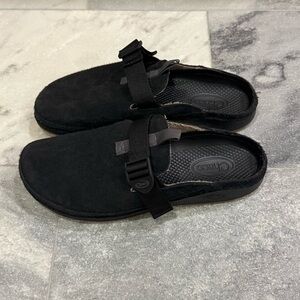 Chaco Paonia Black Suede Slip On Wool Clogs Size 12 NWOB